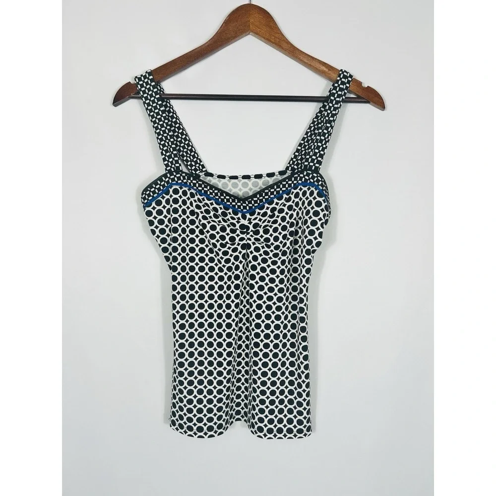 WHBM Vintage Geo Dot Fitted Babydoll Top Y2K Mallcore Boho Preppy Going Out Club